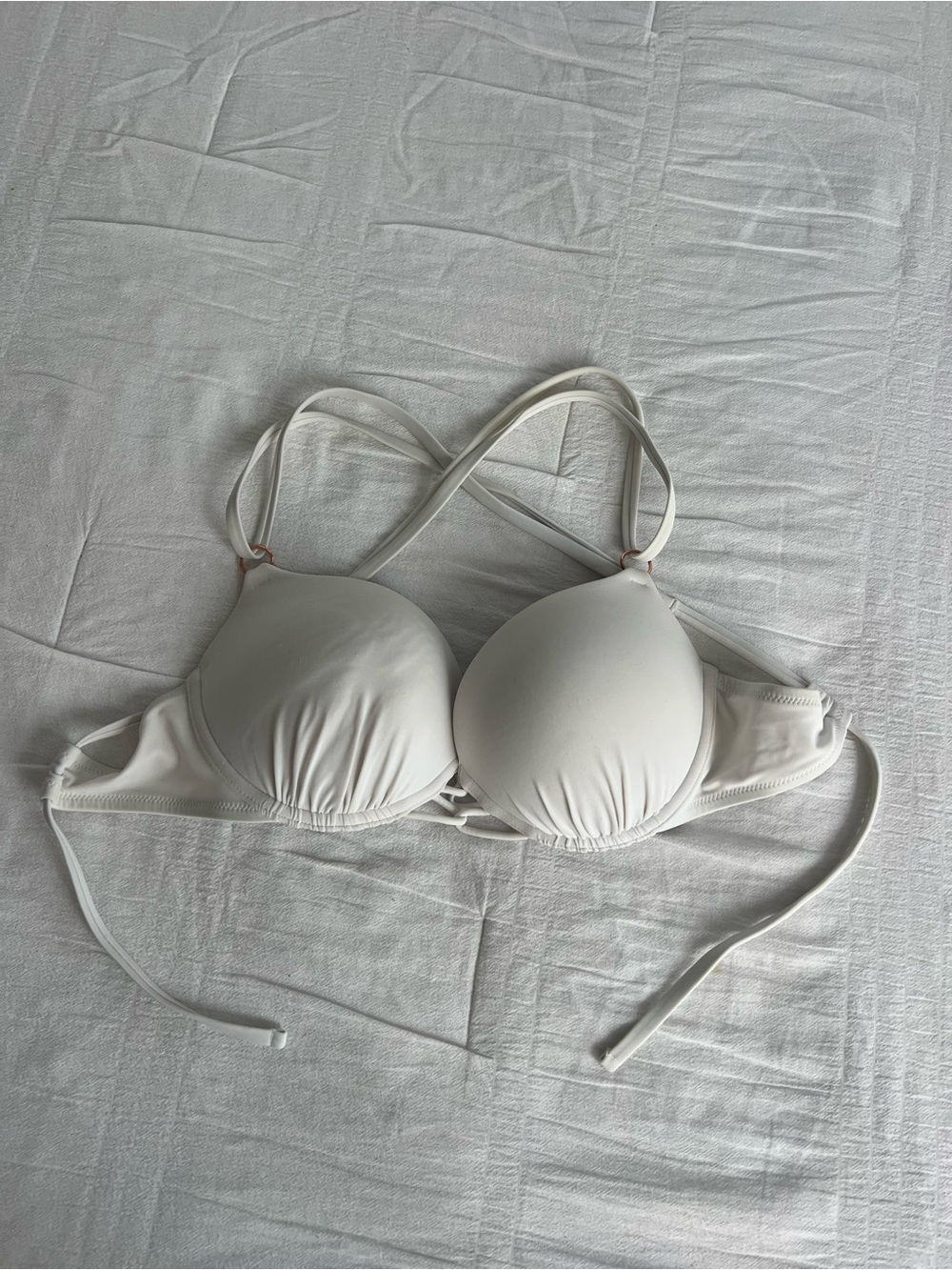 Shade & Shore White Padded Cross-Back Bikini Top